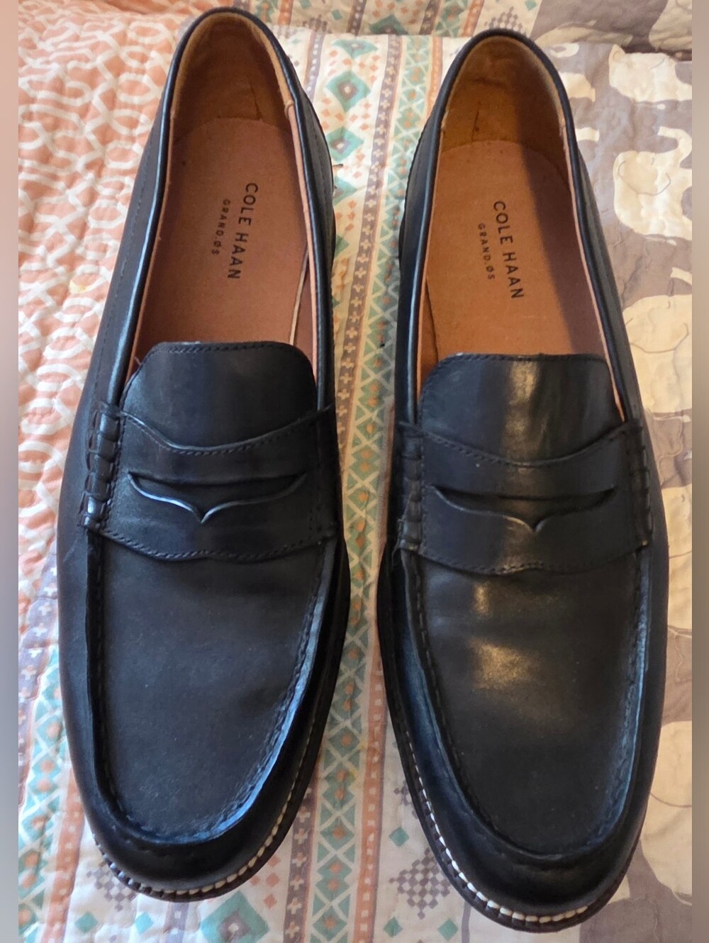 GUC Men's Cole Haan Grand 0s Black Leather Penny Loafers Comfy Size 13